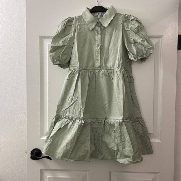 TCEC | NWOT | Puff Shoulder Shirt Dress | M | Sage | CD01967 - Picture 1 of 4
